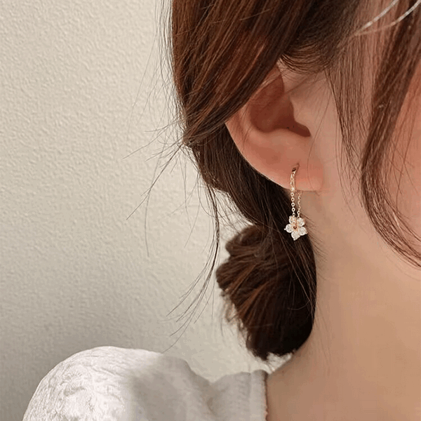 Round Flower Drop Earring